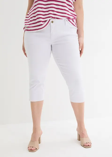 Dž&iacute;ny Slim Fit, Mid Waist, zkr&aacute;cen&eacute;, bonprix