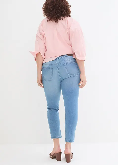 7/8 strečov&eacute; dž&iacute;ny s rozparkem, bonprix