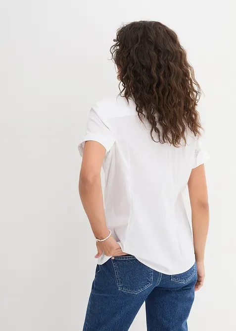 Strečová halenka s krátkým rukávem, z bavlněné směsi, bonprix