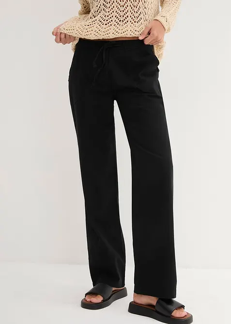 Lněné kalhoty s širokými nohavicemi, bonprix