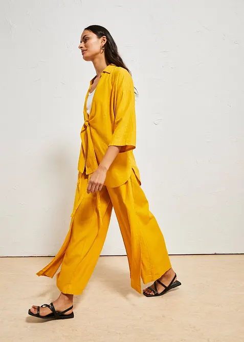 Kalhoty Palazzo ze vzdušné lněné směsi, bonprix