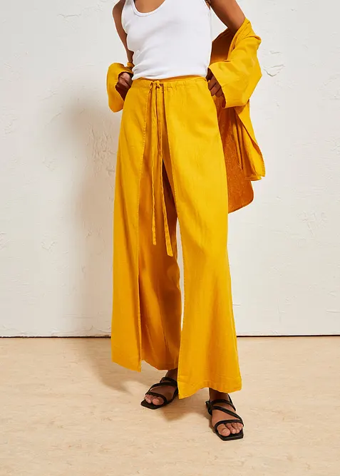 Kalhoty Palazzo ze vzdušné lněné směsi, bonprix