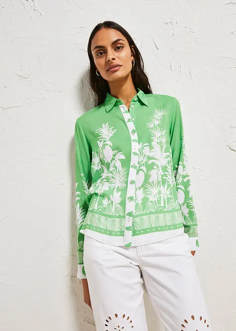 Halenka s delším zadním dílem, ze splývavé viskózy, bonprix