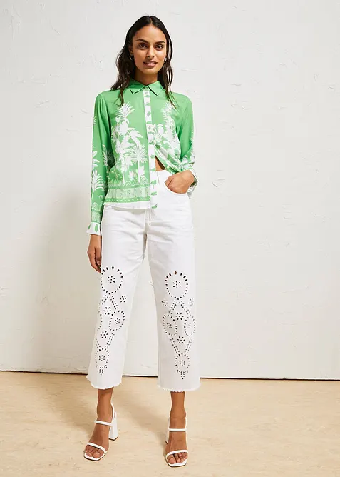 Halenka s delším zadním dílem, ze splývavé viskózy, bonprix