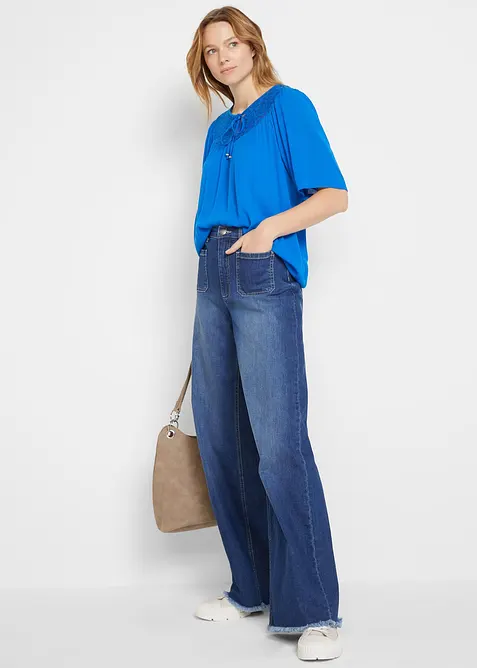 Dlouhá tunika se zmačkanou úpravou, polodlouhé rukávy, bonprix