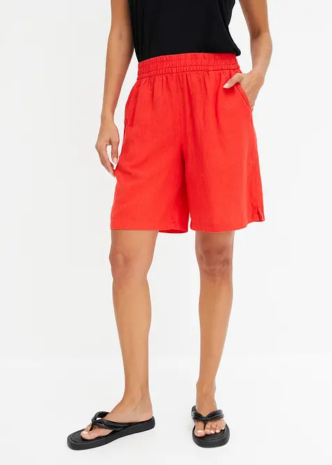 Bermudy bez zap&iacute;n&aacute;n&iacute;, ze vzdu&scaron;n&eacute; lněn&eacute; směsi, bonprix