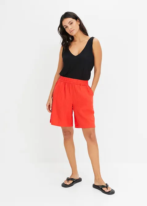 Bermudy bez zap&iacute;n&aacute;n&iacute;, ze vzdu&scaron;n&eacute; lněn&eacute; směsi, bonprix