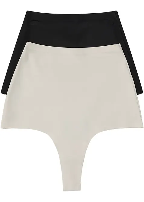 Bezešvé stahovací kalhotky tanga, střední tvarující efekt (2 ks v balení), bonprix