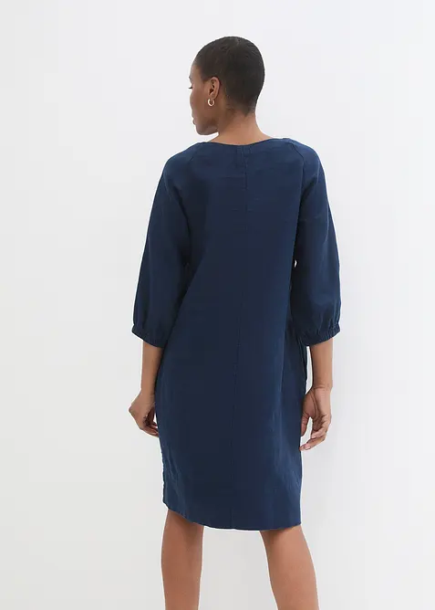 Šaty z čistého lnu, 3/4 rukáv, bonprix