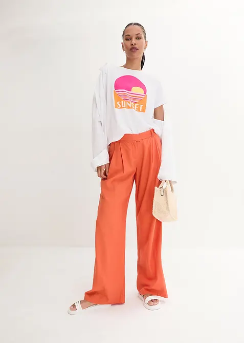 Kalhoty Palazzo se lnem, velmi široké, bonprix