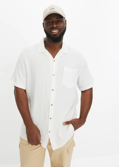 Mušelínová košile s krátkým rukávem, z čisté bavlny, bonprix