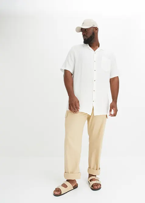 Mušelínová košile s krátkým rukávem, z čisté bavlny, bonprix