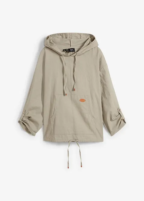 Halenka bez zap&iacute;n&aacute;n&iacute;, s kapuc&iacute;, ze směsi lnu, bonprix