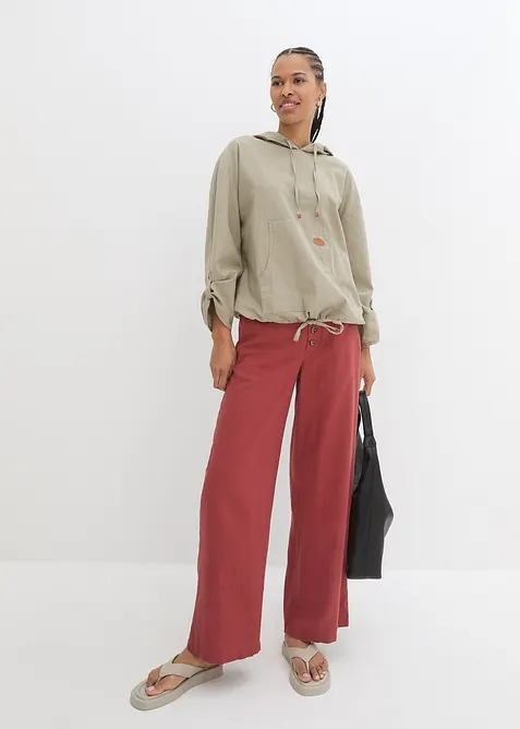 Halenka bez zap&iacute;n&aacute;n&iacute;, s kapuc&iacute;, ze směsi lnu, bonprix