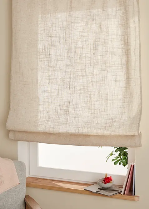 Řasicí roleta ve lněném vzhledu, bonprix