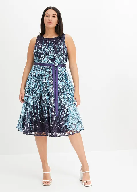 Krajkov&eacute; midi &scaron;aty se zavazovac&iacute;m p&aacute;skem ze sat&eacute;nu, bonprix