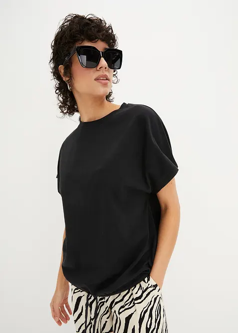 Tričko s tkaničkou ve spodním lemu, ze směsi bavlny s viskózou, bonprix