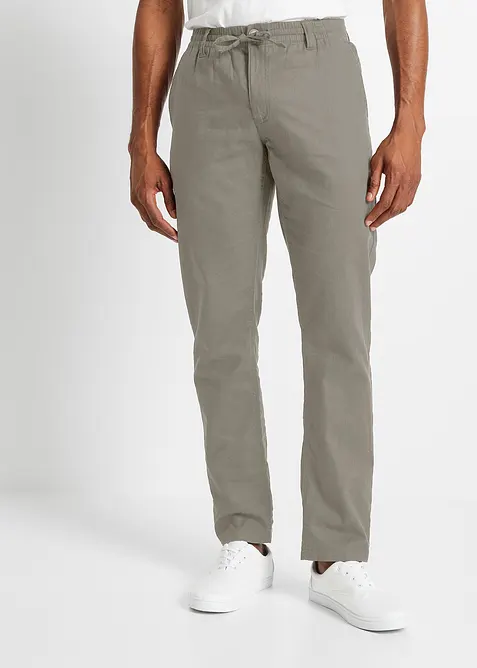 Chino kalhoty s podílem lnu, Regular Fit, Straight, bonprix