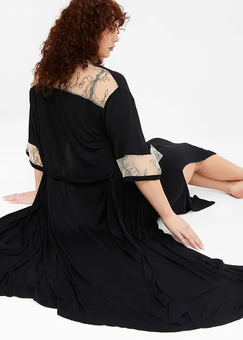 Dlouhé viskózové kimono s výšivkou, bonprix