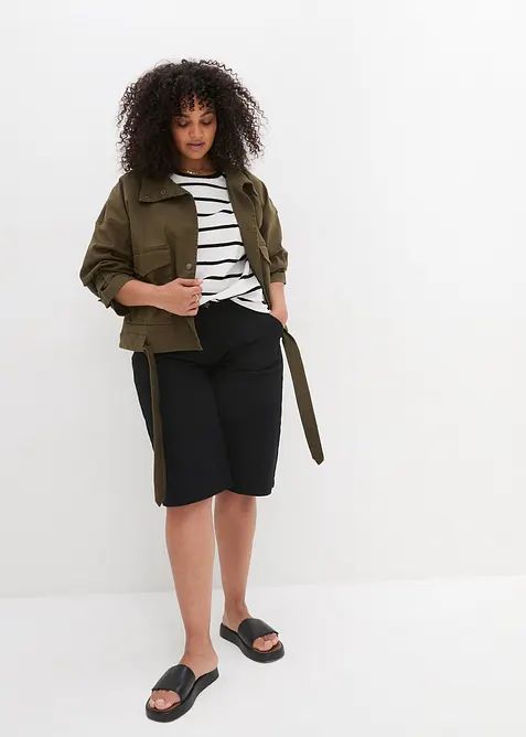 Bavlněné bermudy ke kolenům, s detaily ve stylu Utility, bonprix