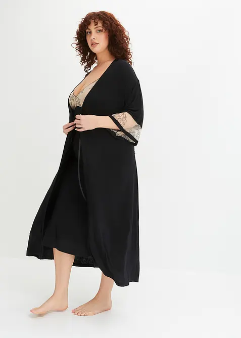 Dlouhé viskózové kimono s výšivkou, bonprix