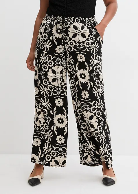 Kalhoty Marlene ze spl&yacute;vav&eacute; visk&oacute;zy, bonprix