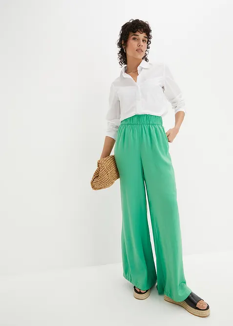 Lehké, splývavé kalhoty Palazzo s vysokým pasem, dlouhé, bonprix