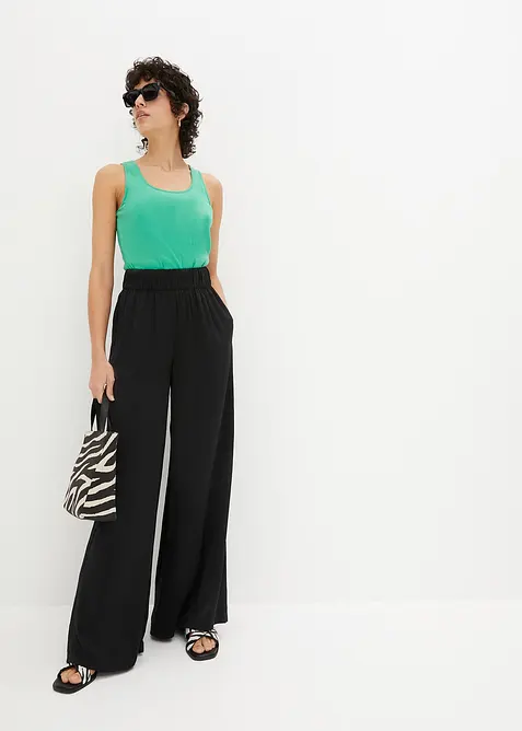 Lehk&eacute;, spl&yacute;vav&eacute; kalhoty Palazzo s vysok&yacute;m pasem, dlouh&eacute;, bonprix