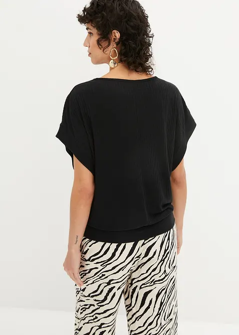 Žebrované triko s netopýřími rukávy, bonprix