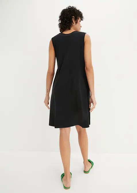 Krátké žerzejové šaty do linie A, bez rukávů, bonprix