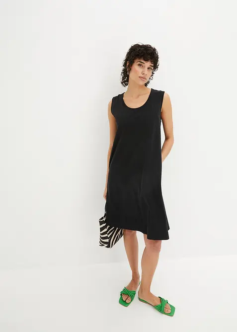 Krátké žerzejové šaty do linie A, bez rukávů, bonprix