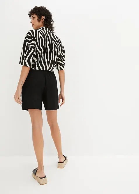 Šortky bez zapínání, s vysokým pasem, ze strukturovaného žerzeje, bonprix