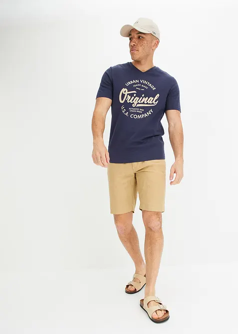 Tričko s výstřihem do V, z čisté bavlny, bonprix