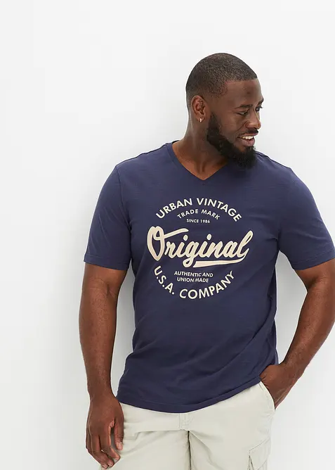 Tričko s výstřihem do V, z čisté bavlny, bonprix