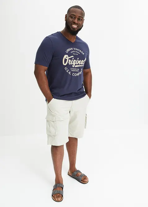 Tričko s výstřihem do V, z čisté bavlny, bonprix