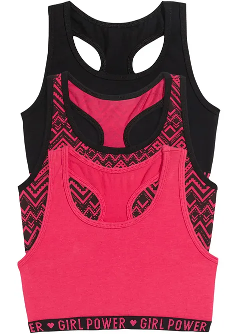 Podprsenkový top, z měkké organické bavlny (3 ks v balení), bonprix