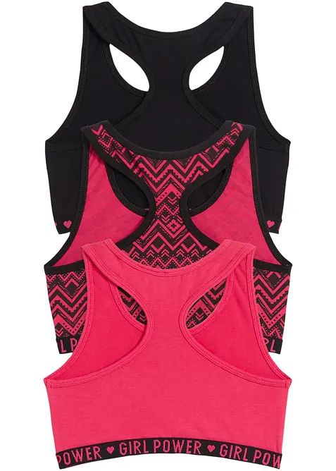 Podprsenkový top, z měkké organické bavlny (3 ks v balení), bonprix