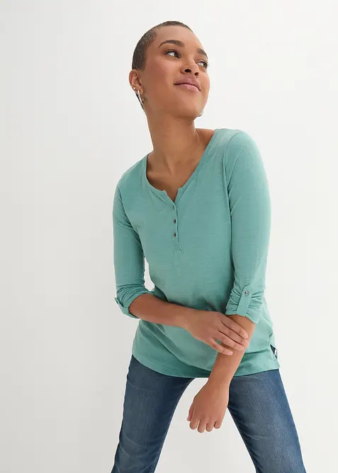 Tričko s knoflíkovou légou, z čisté organické bavlny, bonprix