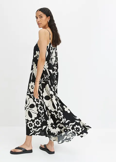 Široké šaty na ramínka ze splývavé viskózy, bonprix