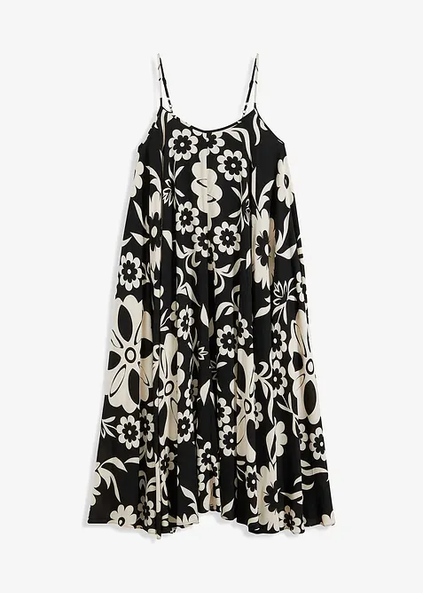 Široké šaty na ramínka ze splývavé viskózy, bonprix