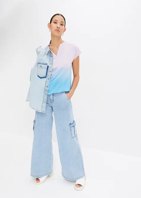 Tričko henley s efektem ombré, bonprix