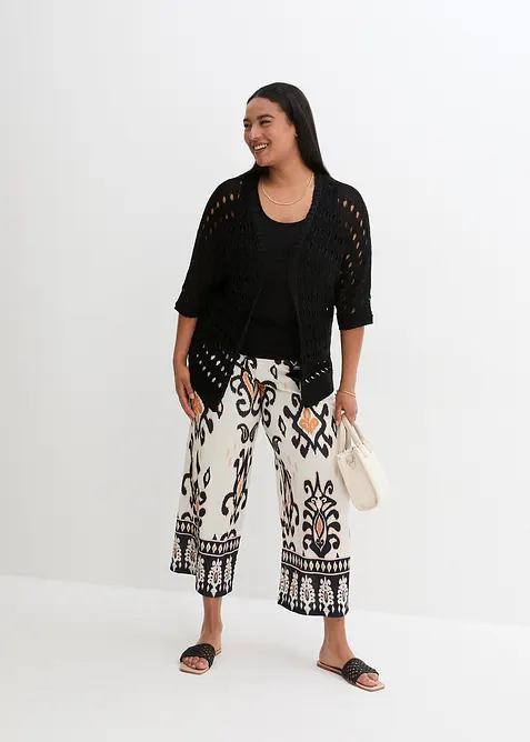 Ažurový pletený kabátek s třpytivou přízí, bonprix