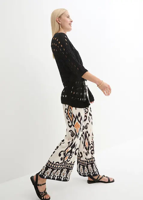 Ažurový pletený kabátek s třpytivou přízí, bonprix