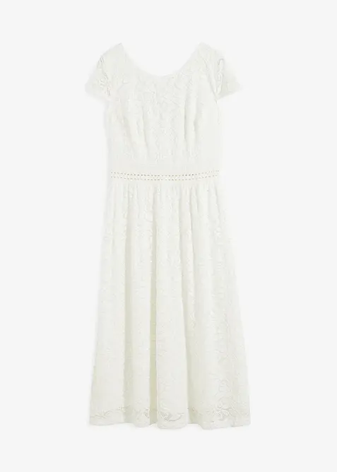 Krajkové šaty s háčkovanou vsadkou v pase, bonprix