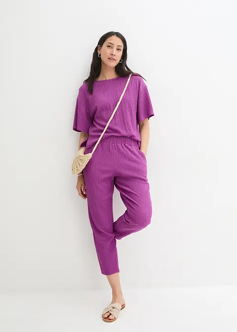 Žerzejové kalhoty ze strukturovaného materiálu, bonprix