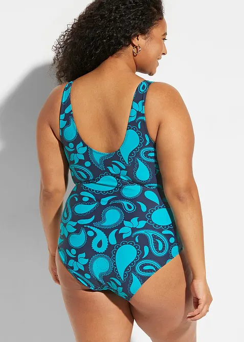 Jednodílné stahovací plavky se zavinovacím vzhledem, lehce tvarující efekt, bonprix