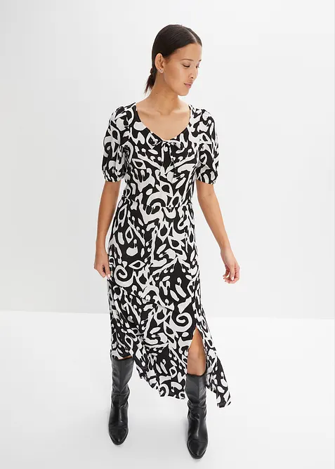 Šaty z žerzejového krepu, s dlouhým rozparkem, bonprix