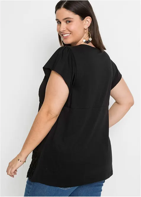 Triko s krajkov&yacute;m v&yacute;střihem, bonprix