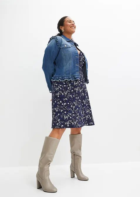 Džínová bunda s volány, bonprix