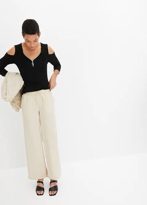 Triko s odhalenými rameny, ze splývavé viskózy, bonprix